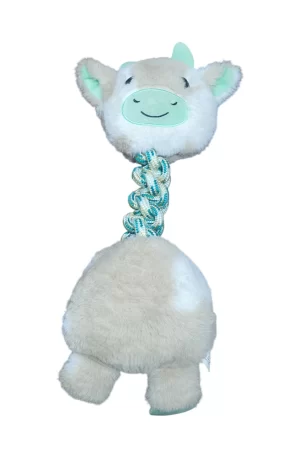 Cabrita de peluche mediana con chirrido para perros, juguete interactivo con cuello de cuerda para perros pequeños y medianos