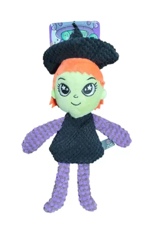 Bruja bow wow pet products, juguete para perro halloween para perro mediano, chico. Bow Wow - Juguete de Peluche para Perro con píxeles sin Relleno, Juguete masticable de Felpa Arrugado y chirriante