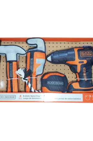 juguete para perro black + decker juego de herramientas para perros de nailon balístico, 4 juguetes para perro grande