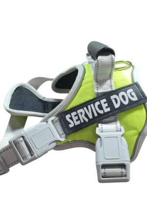 Chaleco de apoyo emocional para perro, arnés reflectante con correas ajustables y 2 parches extraíbles de gancho y bucle, tejido de poliéster y nailon, cómodo acolchado de malla, mango resistente. Talla S
