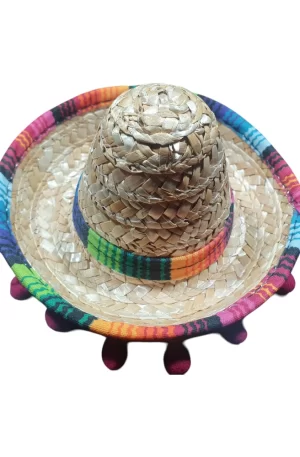 Sombrero Mexicano de Paja para Mascotas, Sombrero Ajustable para Perro, Gorra Multicolor para Disfraz de Fiestas o Eventos para Perro y Gato, Chico o Mediano