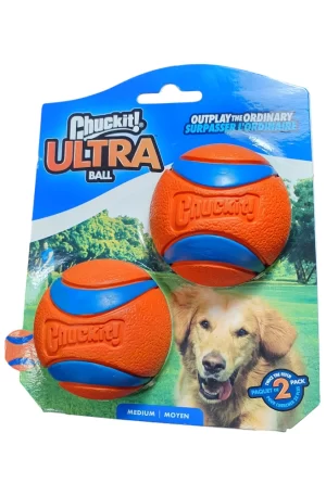 Chuckit! Fetch Ball Medley, Mediano, Bola para Perro, Paquete de 2, Bolas Ultra, Fetch y Resistentes Incluidas