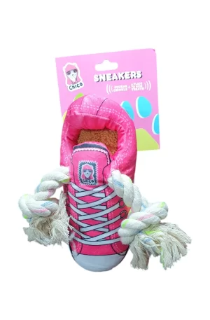 Juguete chirriante para perro, lindo juguete masticable con forma de zapatilla con un chirriante y papel arrugado, juguete de peluche para perros pequeños y medianos para morder y aliviar la comezón