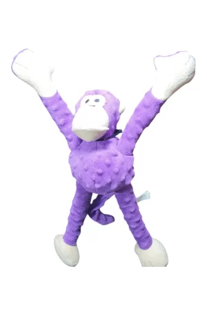 goDog Crazy Tugs Monkey - Juguete de Peluche chirriante, tecnología de protección para Masticar, Color Morado, Grande