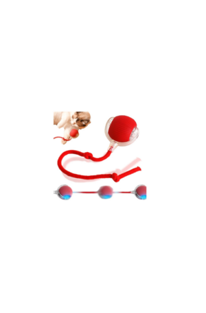 Juguete para Gatos Inteligente, Duraderos y Recargables por USB, Pelota Giratoria Automática de 360° para Gatos, Juguete Interactivo con Pelota para Gatos (Rojo)