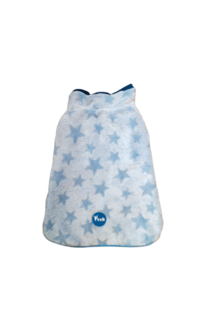 Suéter para Perro Afelpado Azul con Estampado de Estrellas, Chaleco temporada Invierno-Otoño